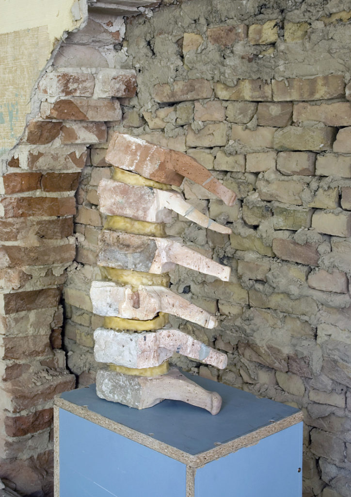 David Berkel, Untitled (installation view l), 2013, bricks, beeswax, 50 x 40 x 90 cm